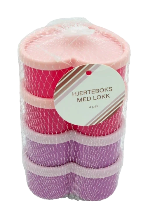 Oppbevaringsbokser Mat m/Lokk Små 4pk Hjerte