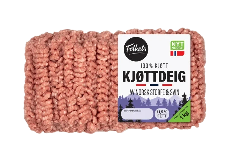 Kjøttdeig Storfe&Svin 1kg Folkets