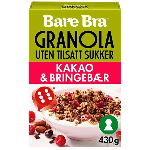 Granola kakao & bringebær 430g