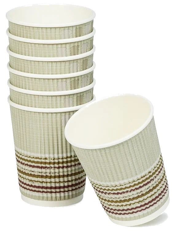 Pappbeger triple wall stripe 24cl  25stk