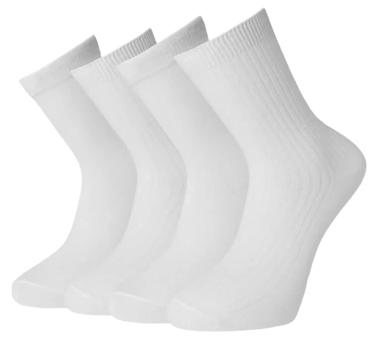 Basic Socks X4 White Rib 37-40
