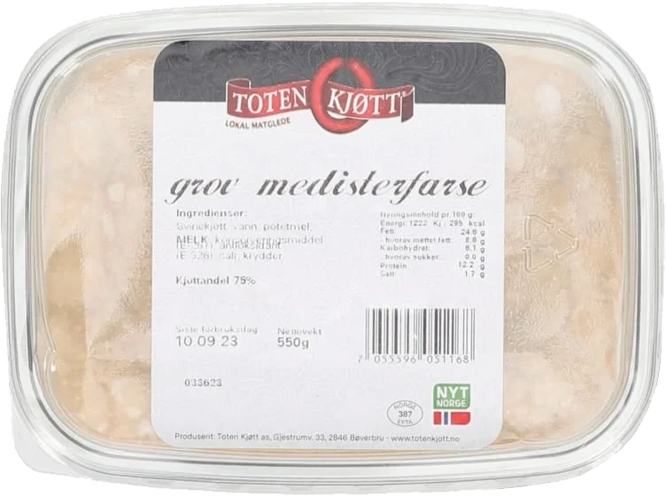 Grov Medisterfarse 550g Toten Kjøtt