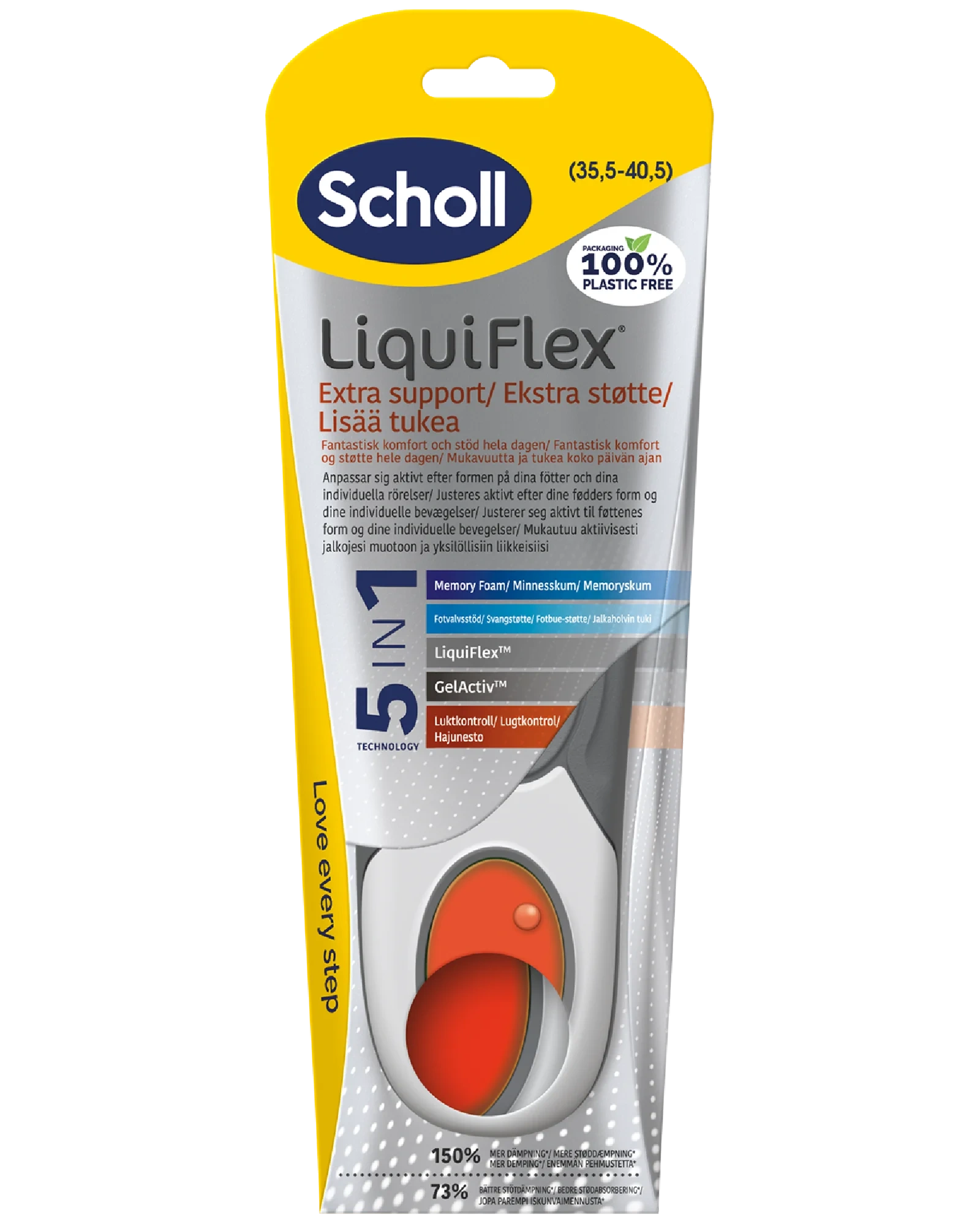 Scholl LiquiFlex Extra Support innleggssåle S (35,5-40,5) 1 par