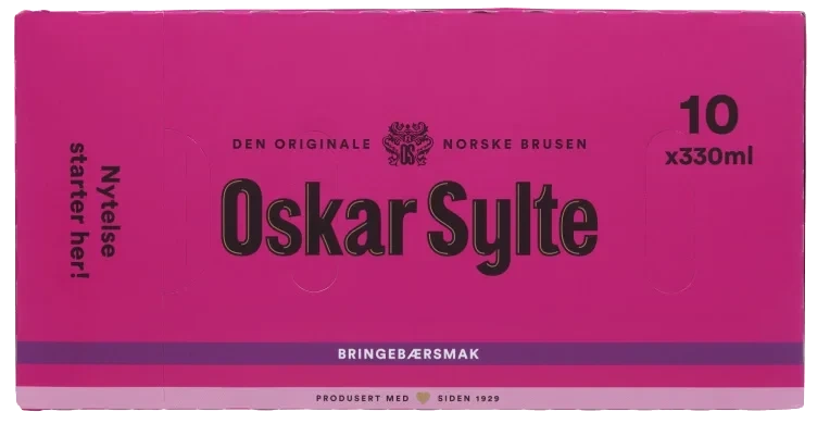 Bringebærsmak 0,33lx10 boks Oskar Sylte