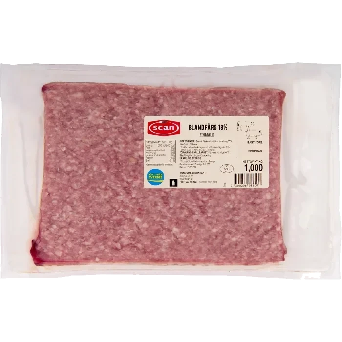 Blandfärs Färsk 18% 1kg Scan