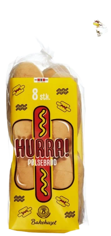 Pølsebrød Hurra 8stk 320g Bakehuset