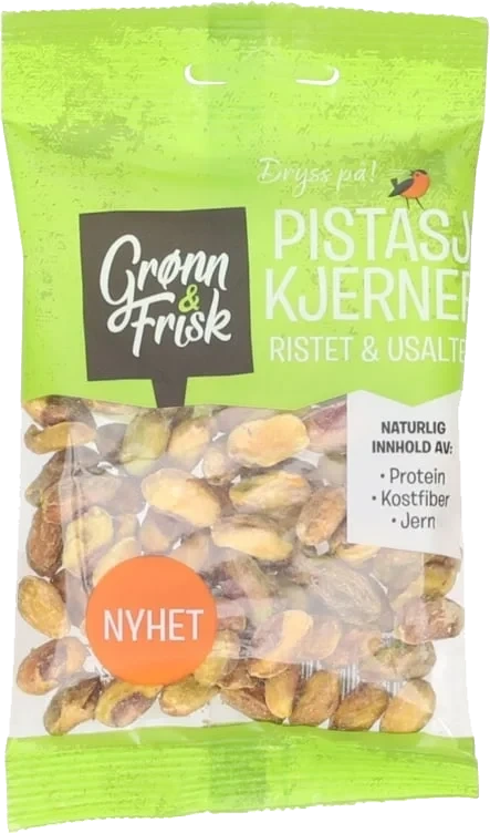 Pistasjkjerner Ristet Usaltet 45g Grønn&Frisk