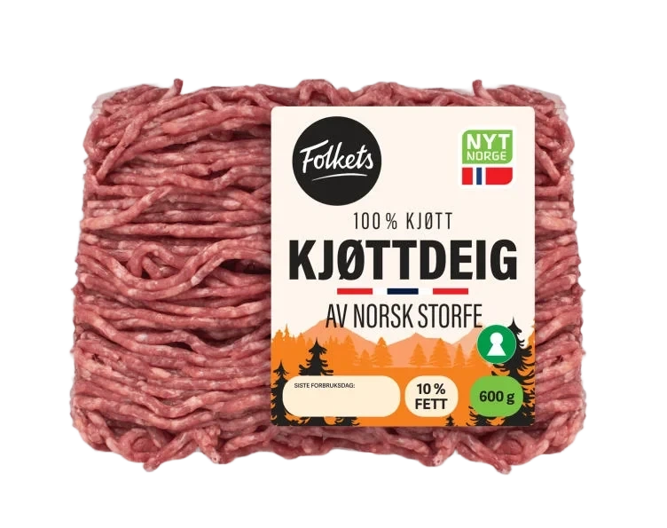 Kjøttdeig Storfe Magrere 10% 600g Folkets