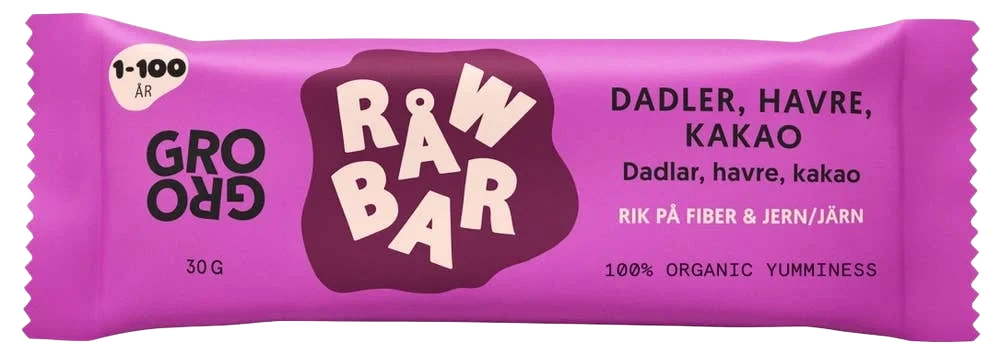 Råwbar Dadler Havre Kakao 20x30g Grogro