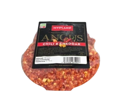 Angusburger Chili & Cheddar 2x165g Fersk Mydland