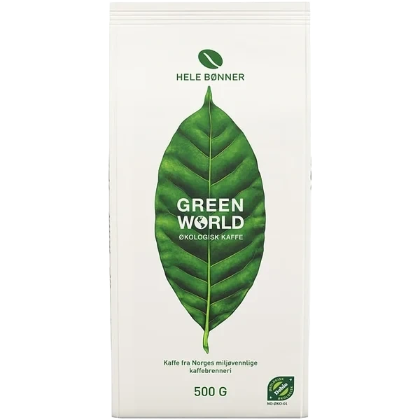 Green World Kaffe Økologisk Hele Bønner 500g