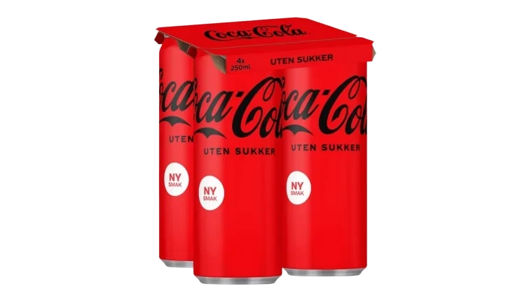 Coca-Cola u/Sukker 0,25lx4 boks