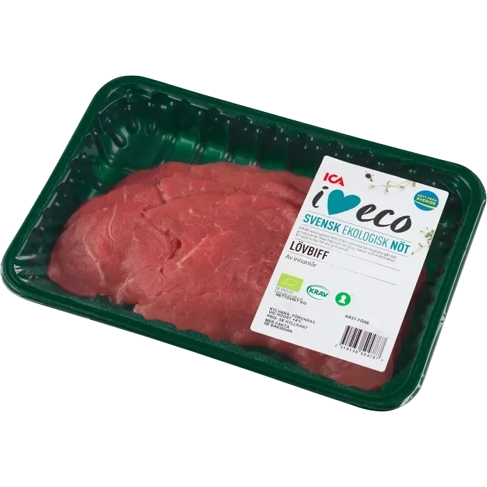 Lövbiff Färsk av innanlår ca 450g KRAV ICA I love eco