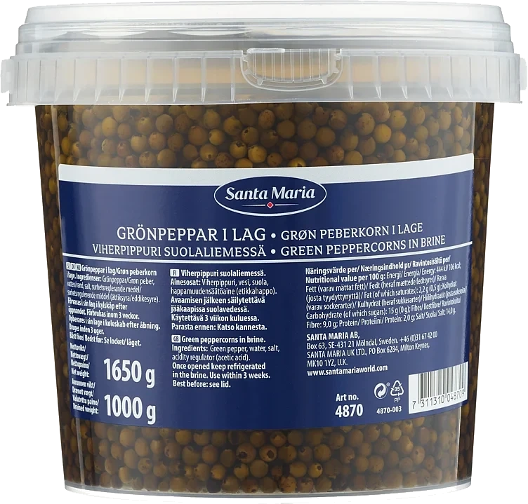 Grønn pepper i lake   1650g