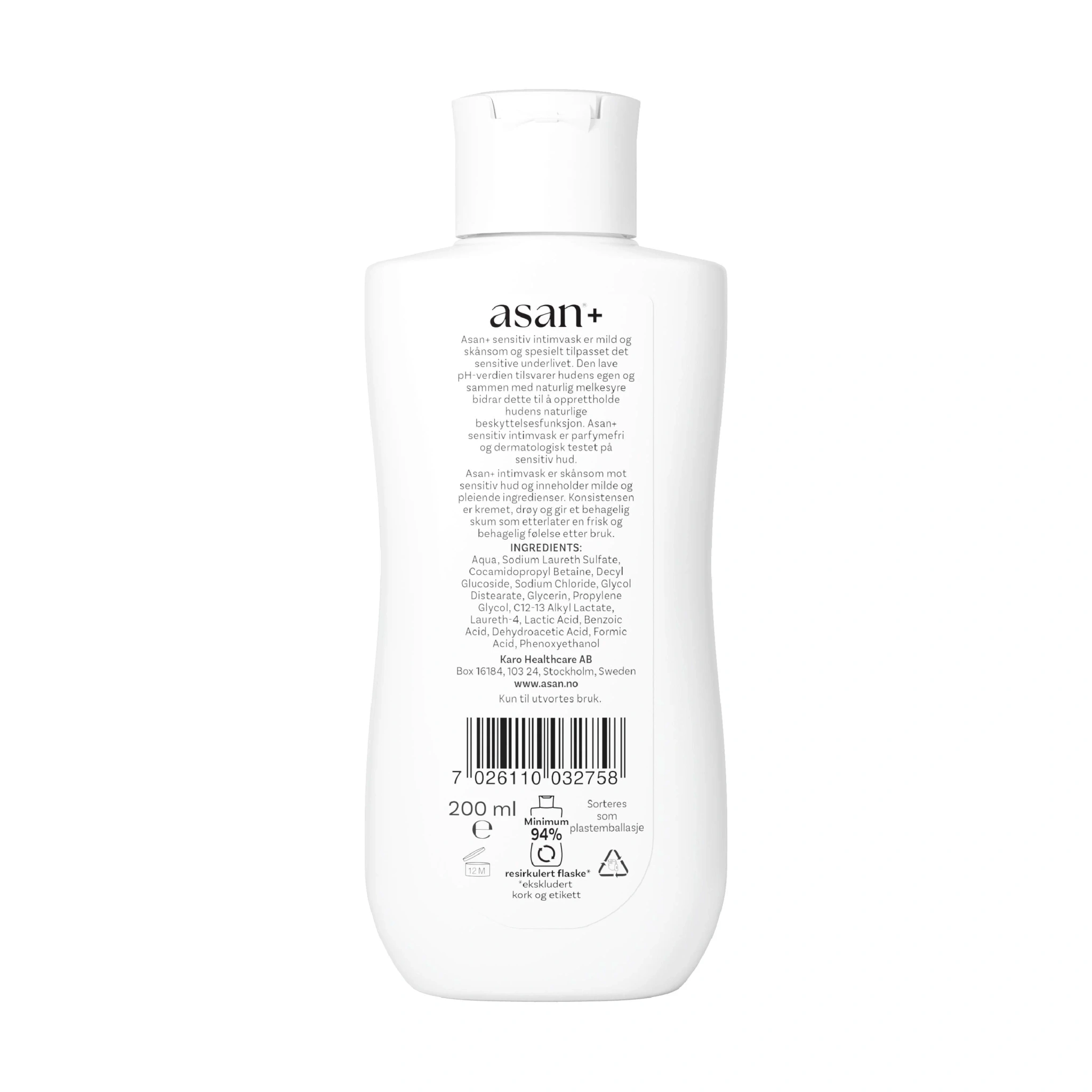 Asan+ Intimvask Parfymefri, 200 ml