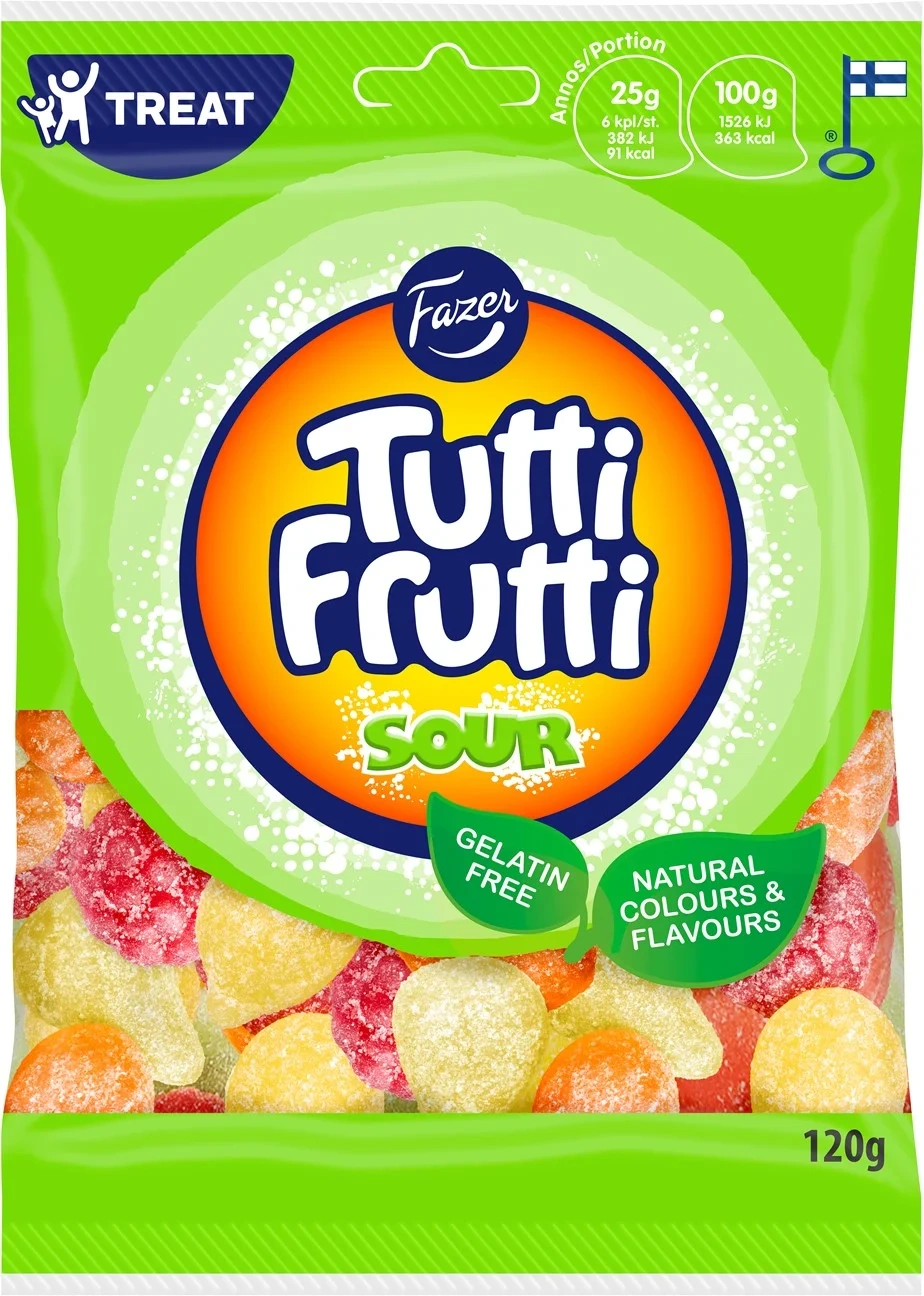 Fazer Tutti Frutti Sour Godteri 120g