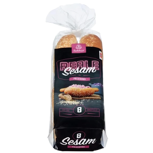 Pølsebrød Sesam 8stk 400g Reale