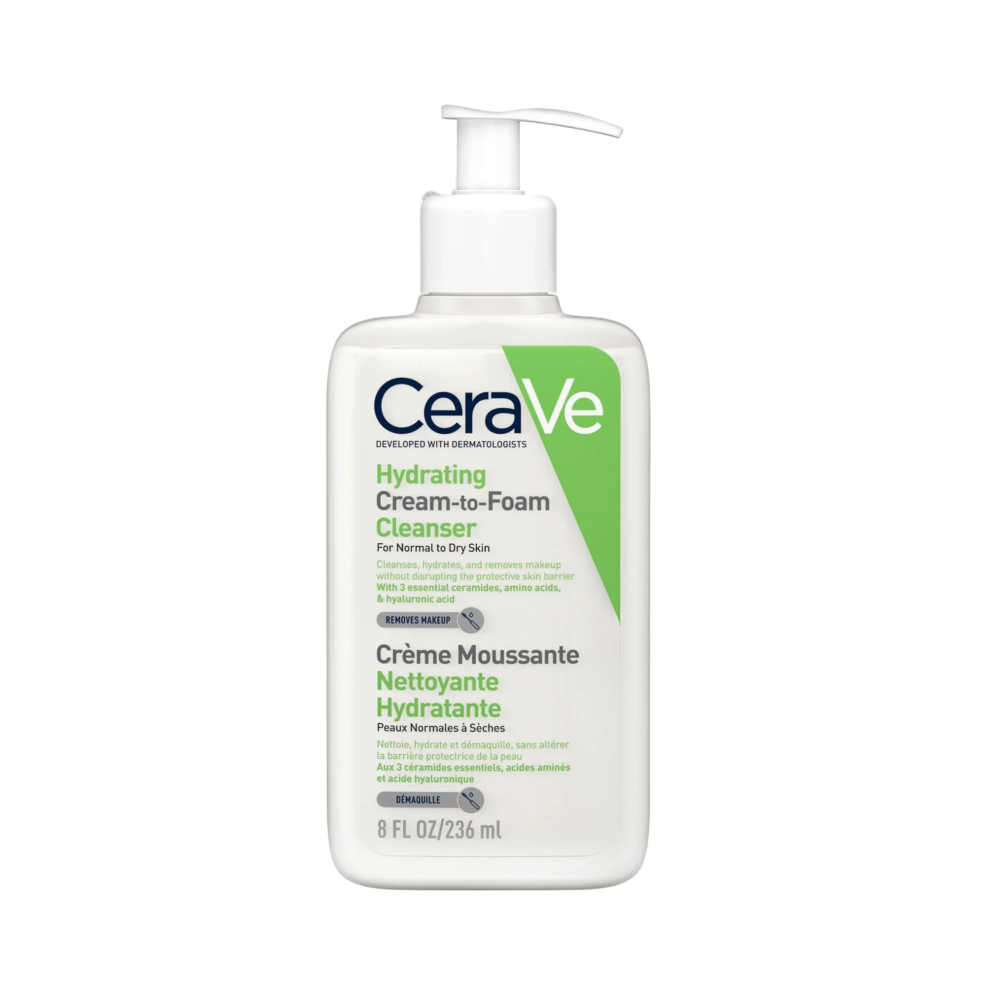 CeraVe Hydrating Cream-To-Foam Cleanser, 236 ml