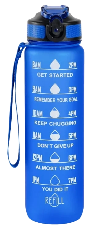 Drikkeflaske Blue 1000ml Hollywood Motivational Bottle