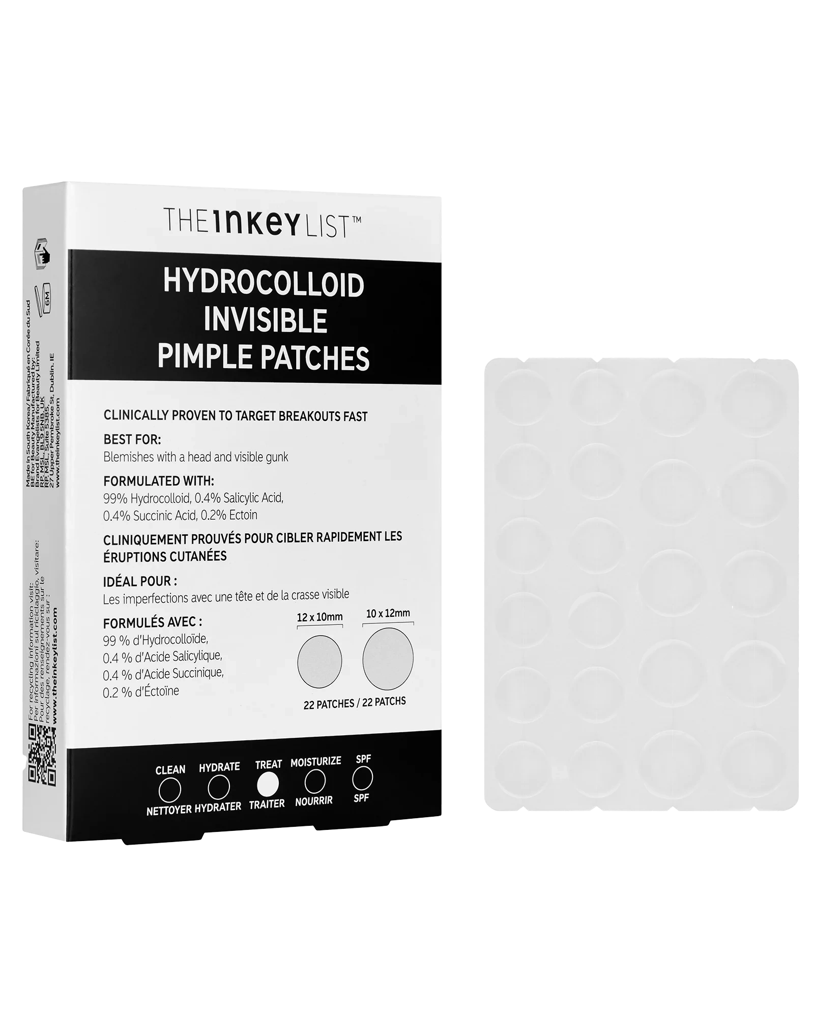 The Inkey List Hydrocolloid Invisible Pimple Patches, 22 stk.