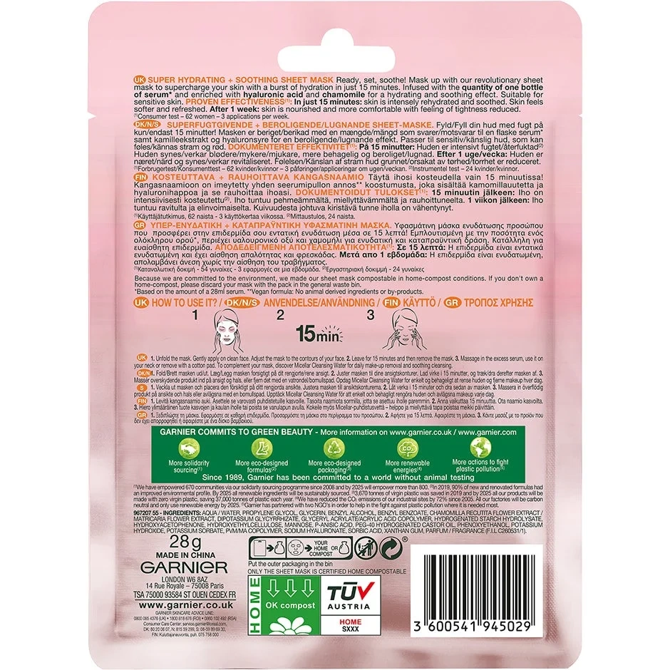 Garnier Skin Active Tisue Mask Moisture Bomb