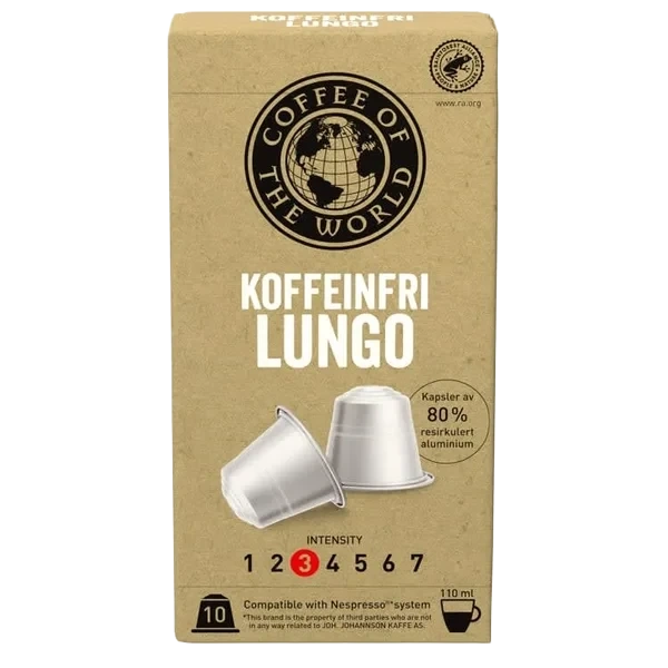 Cotw Lungo Koffeinfri Kaffekapsel 10stk