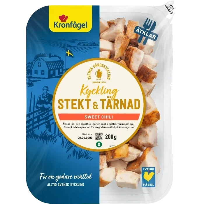 Kyckling Färsk Sweet Chili Stekt & Tärnad 200g Kronfågel