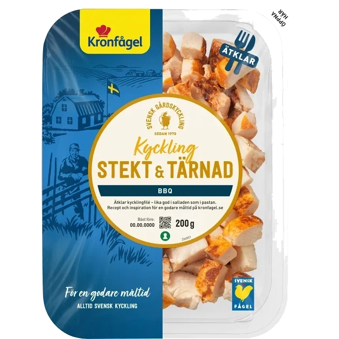 Kyckling Färsk Stekt & Tärnad BBQ 200g Kronfågel