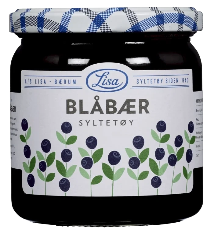 Blåbærsyltetøy 420 Gr Glass 60% Bær Lisa