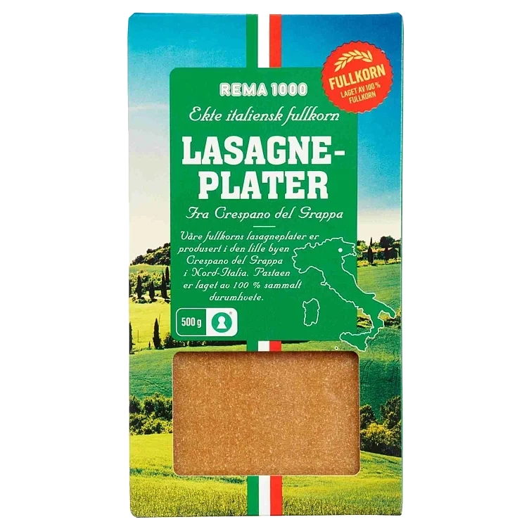 Lasagneplater fullkorn   500g