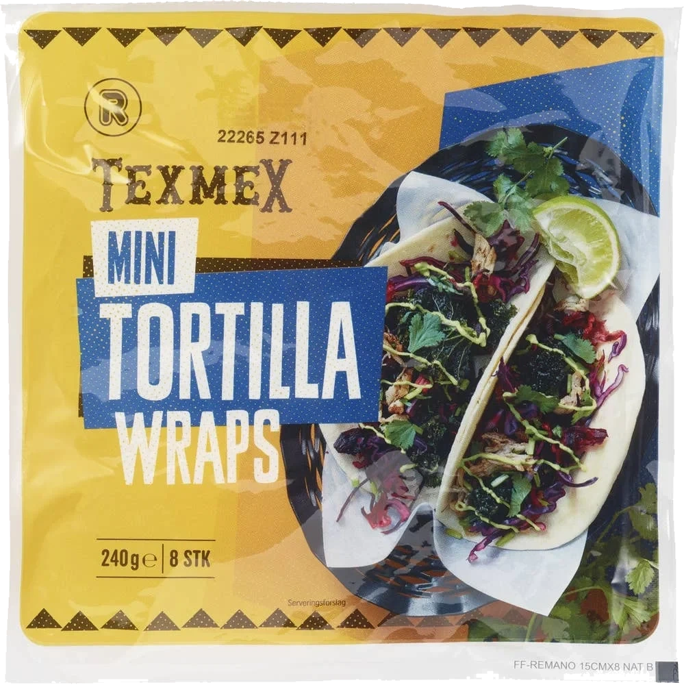 Mini tortilla hvete 8stk, 15cm, 240 g