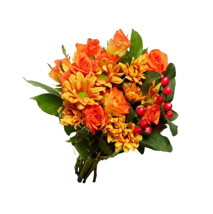 Helgebukett Roser Chrysanthemum Hyperikum