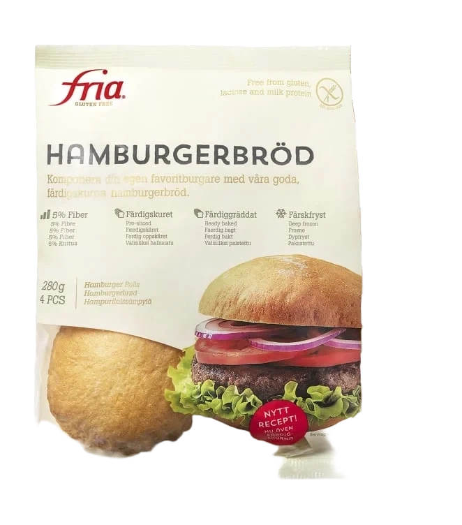 Hamburgerbrød glutenfri 280g Fria