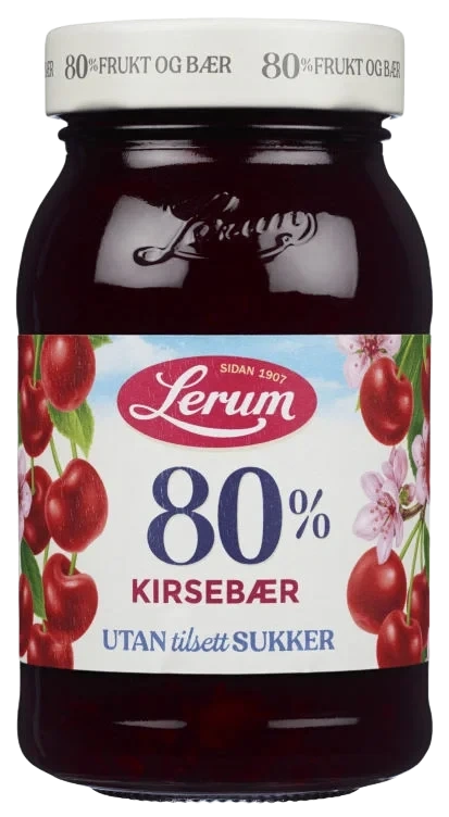 Kirsebærsyltetøy Utan Tilsett Sukker 340g Lerum