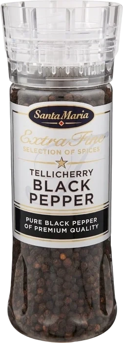 Sort Pepper Tellicherry Kvern 210g Santa Maria