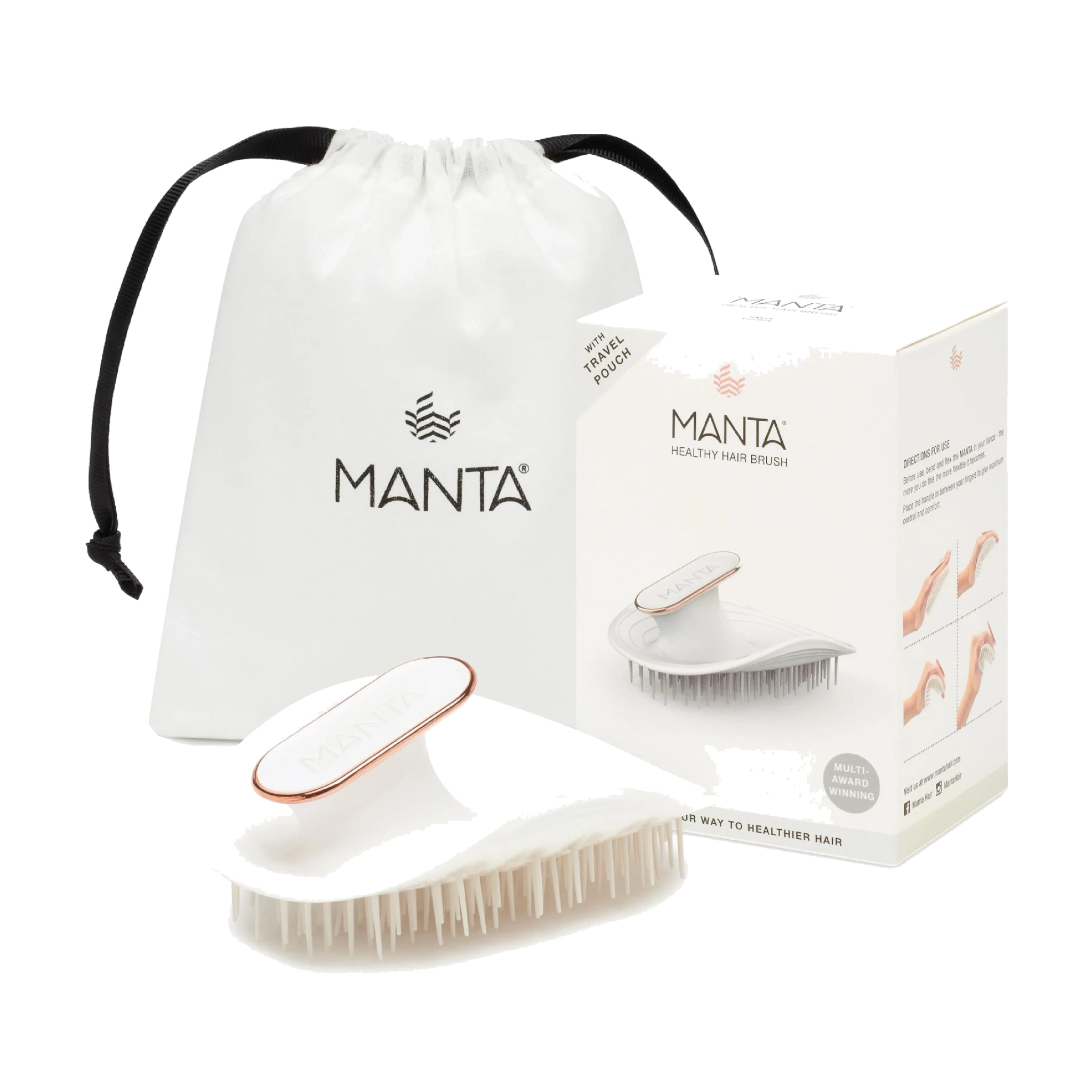MANTA Original Hårbørste, Hvit, 1 stk.