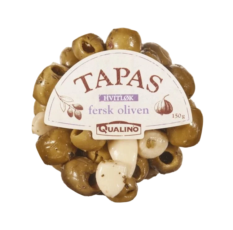 Oliven Fersk m/Hvitløk 150g Tapas Qualino