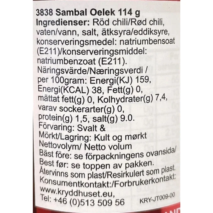 Kryddhuset Sambal Oelek Chili Pasta