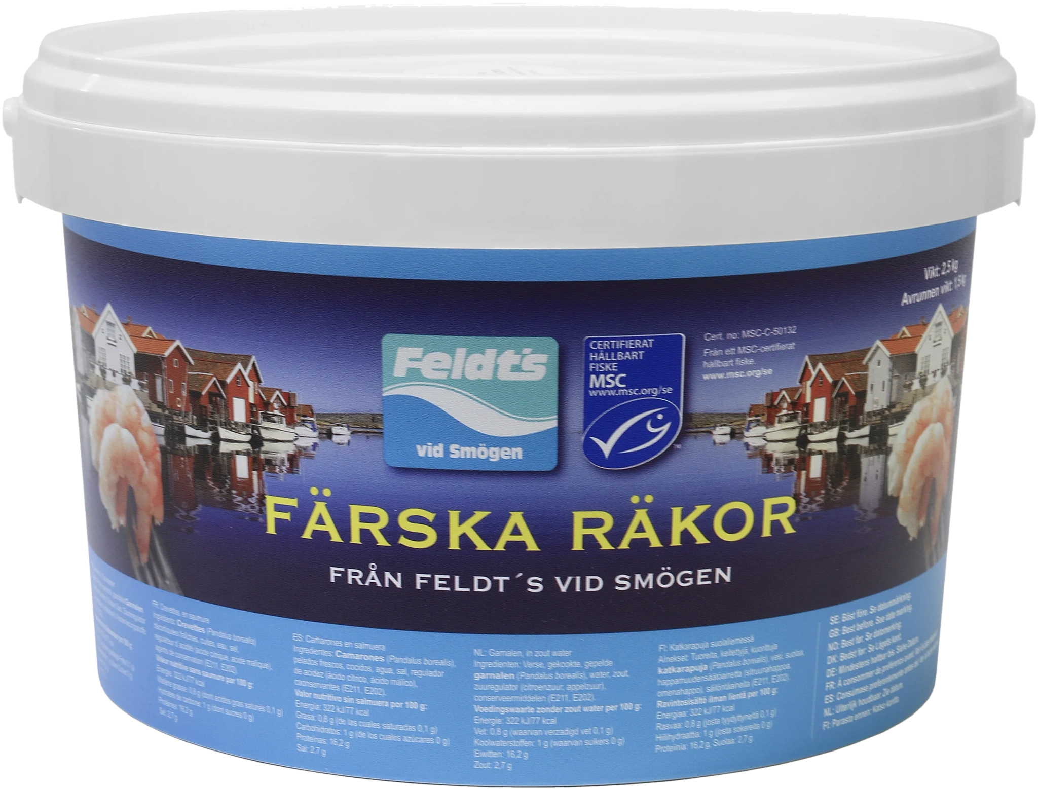 Färskinlagda räkor i lake MSC