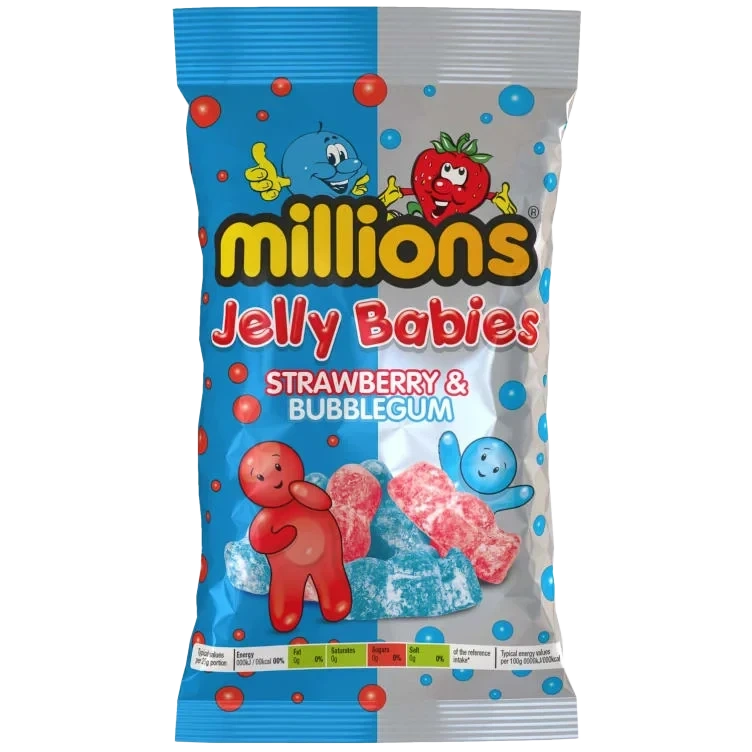 Millions Jelly Babies Strawberry&Bubblegum 190g