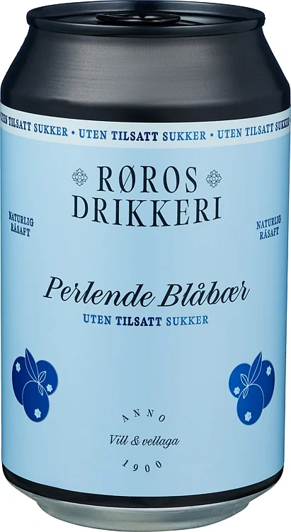 Røros perlende blåbær u/tilsatt sukker bx 24x33cl