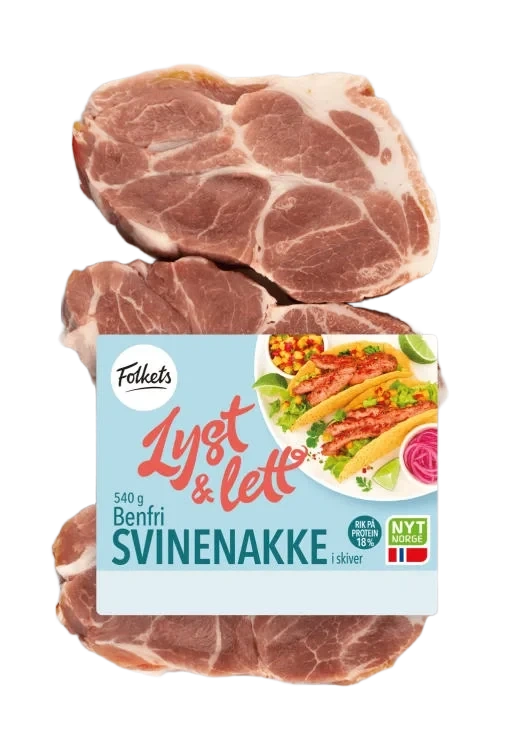 Svinenakke Benfri 540g 3pk Folkets