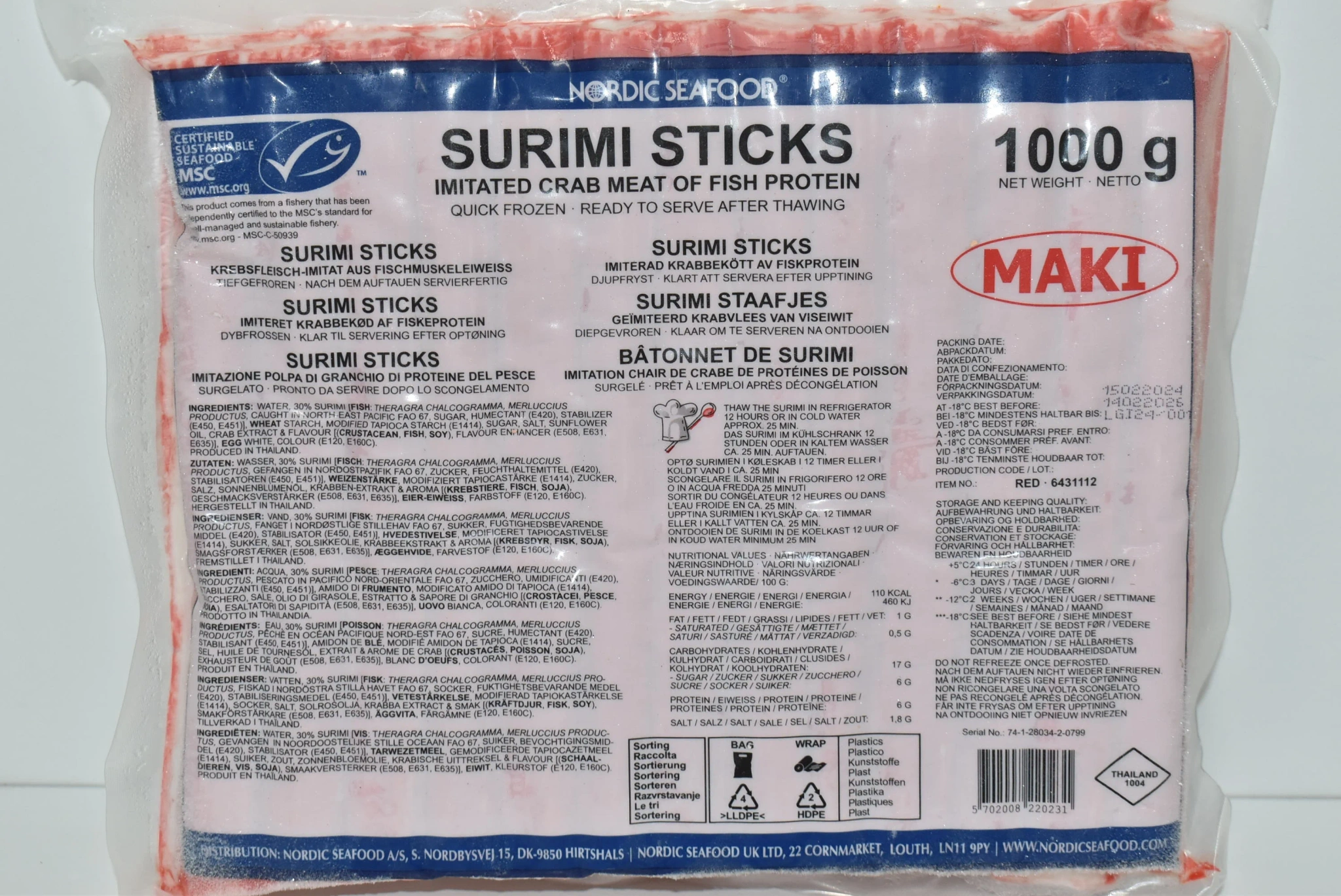 MSC Surimi sticks