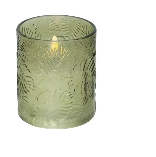 Blockljus LED Flamme Leaf Grön 8,5x10cm