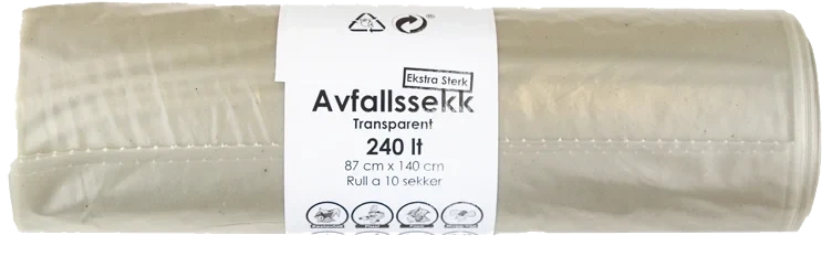 Plastsekk Transparent 87x140 240lt Sterk *krt A 9 Rll