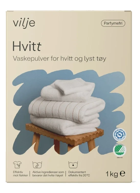 Tøyvask Pulver Hvitt 1kg Vilje