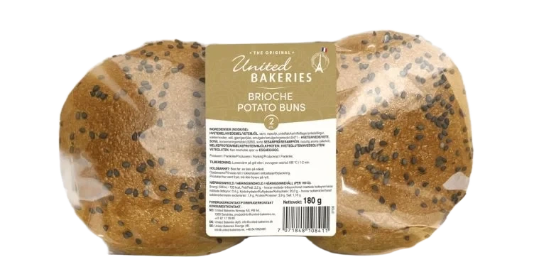 Potato Burger Buns 180g United Bakeries