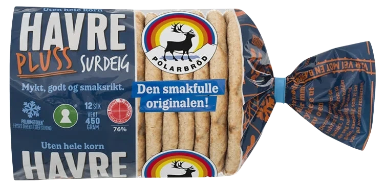 Havre Pluss Surdeig 450g 12pk Polarbrød