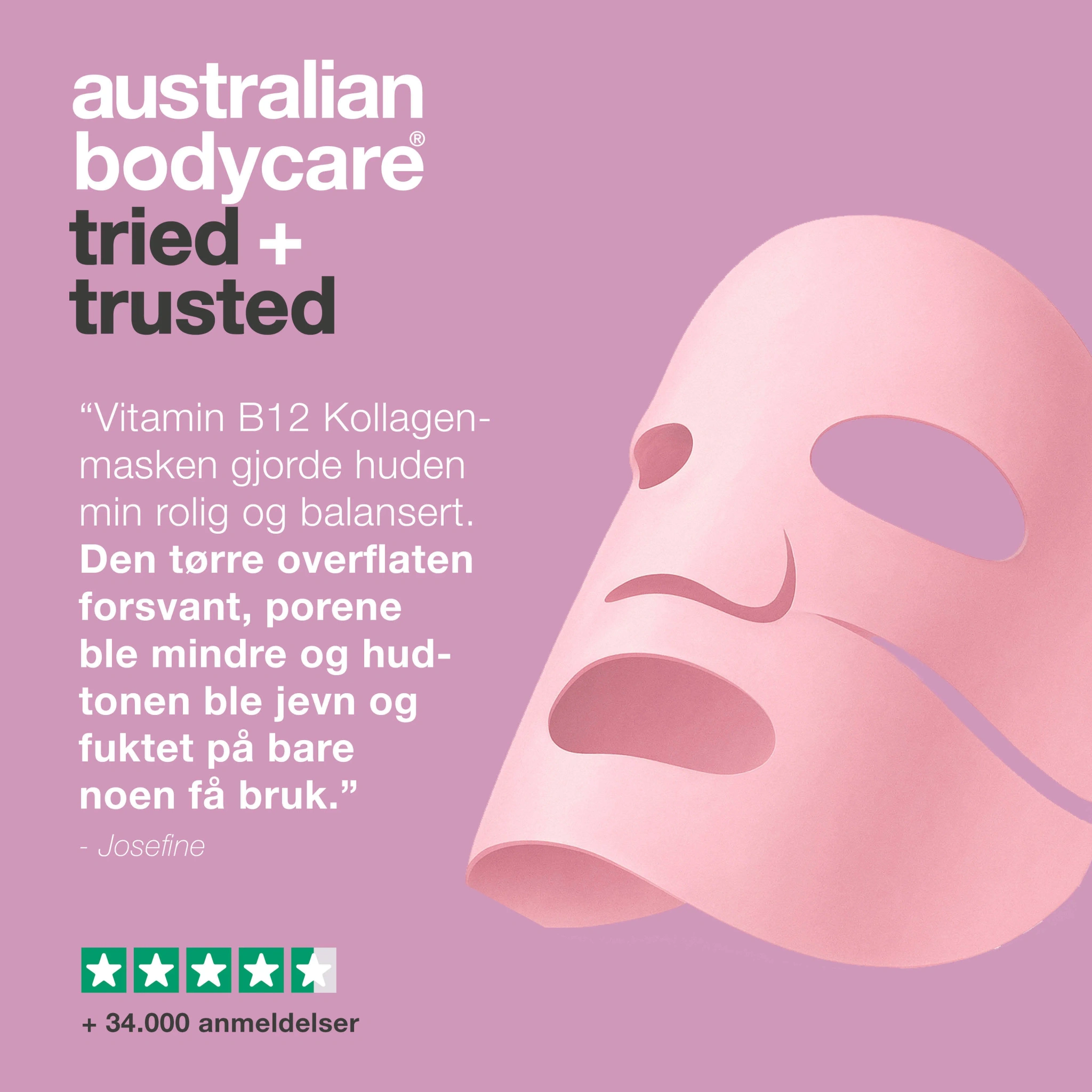 Australian Bodycare B12 Collagen Facial Mask, 4 stk.