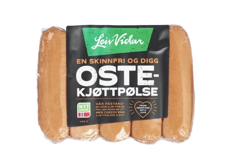 Kjøttpølse Ost Skinnfri 425g Leiv Vidar